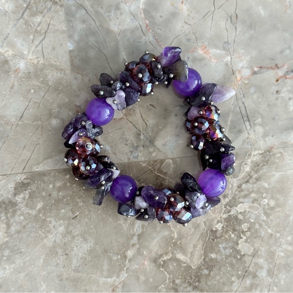 Natural Gem Stone stretch Crystal Bracelet Boho Bangles Bracelet Women’s Jewelry - Picture 2 of 3